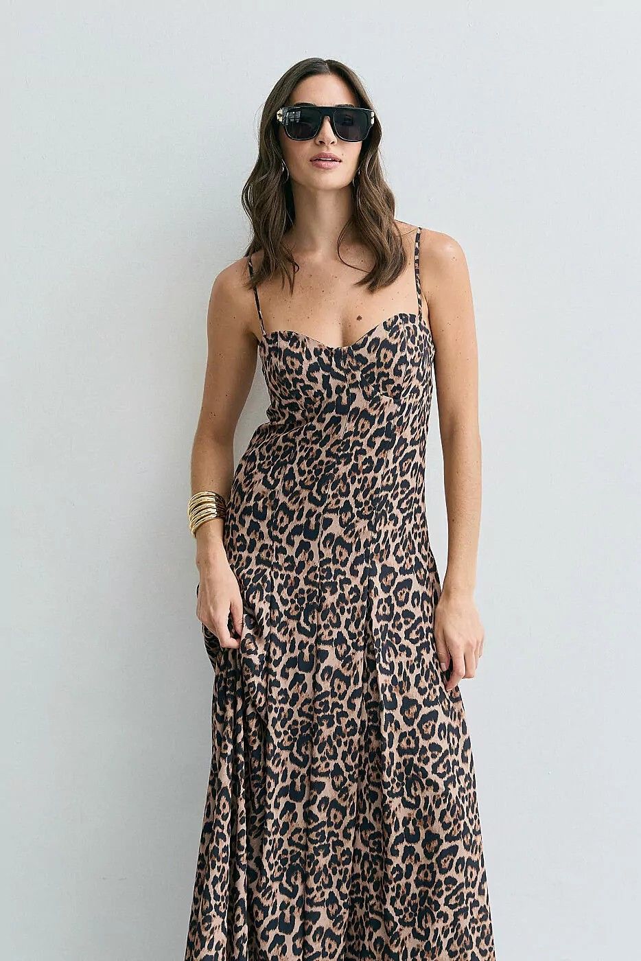 Vestido Longo Estampa Onça Vestido Longo Estampa Onça