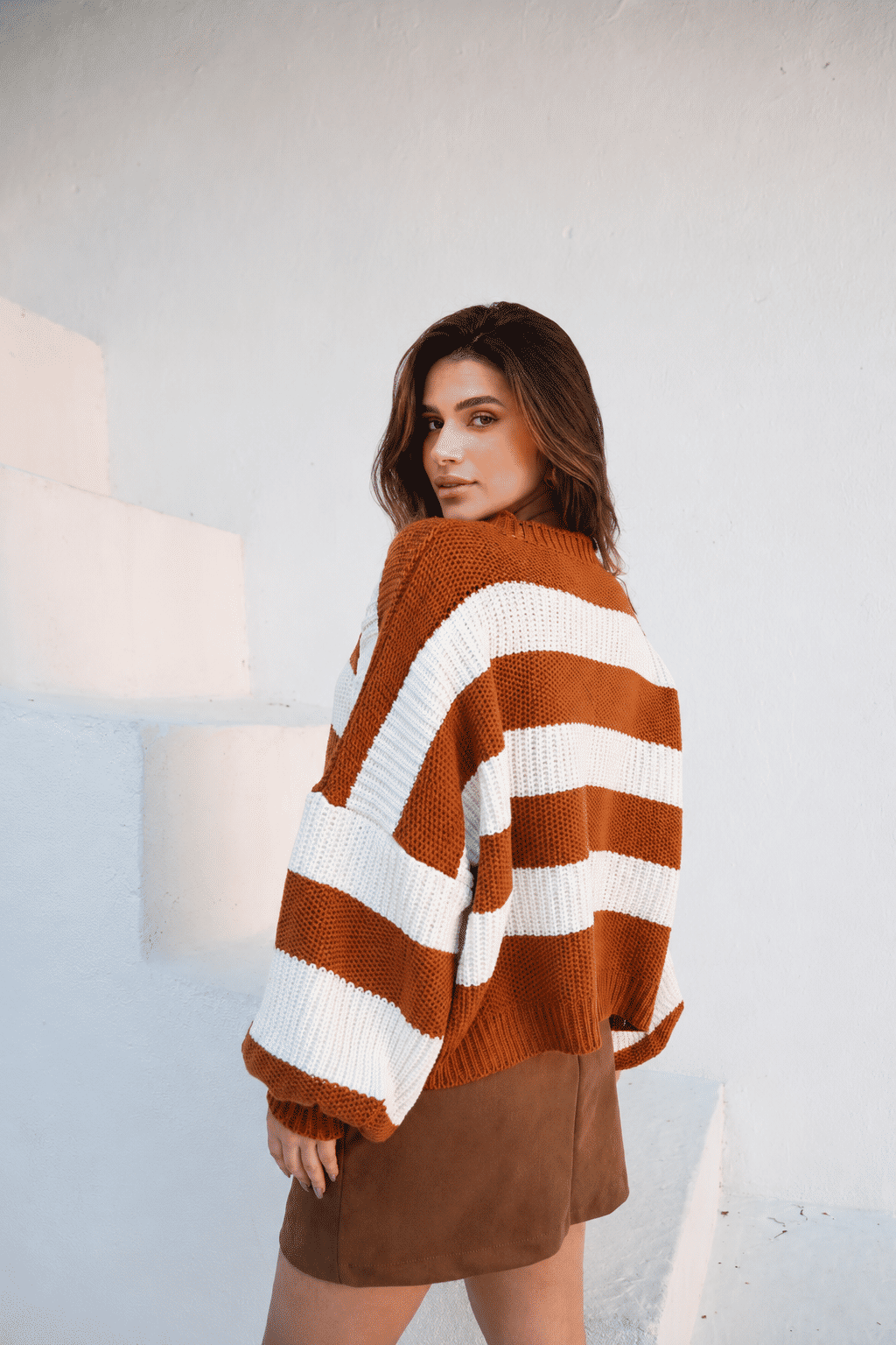 Blusa de Tricot Listrada Feminina Oversized
