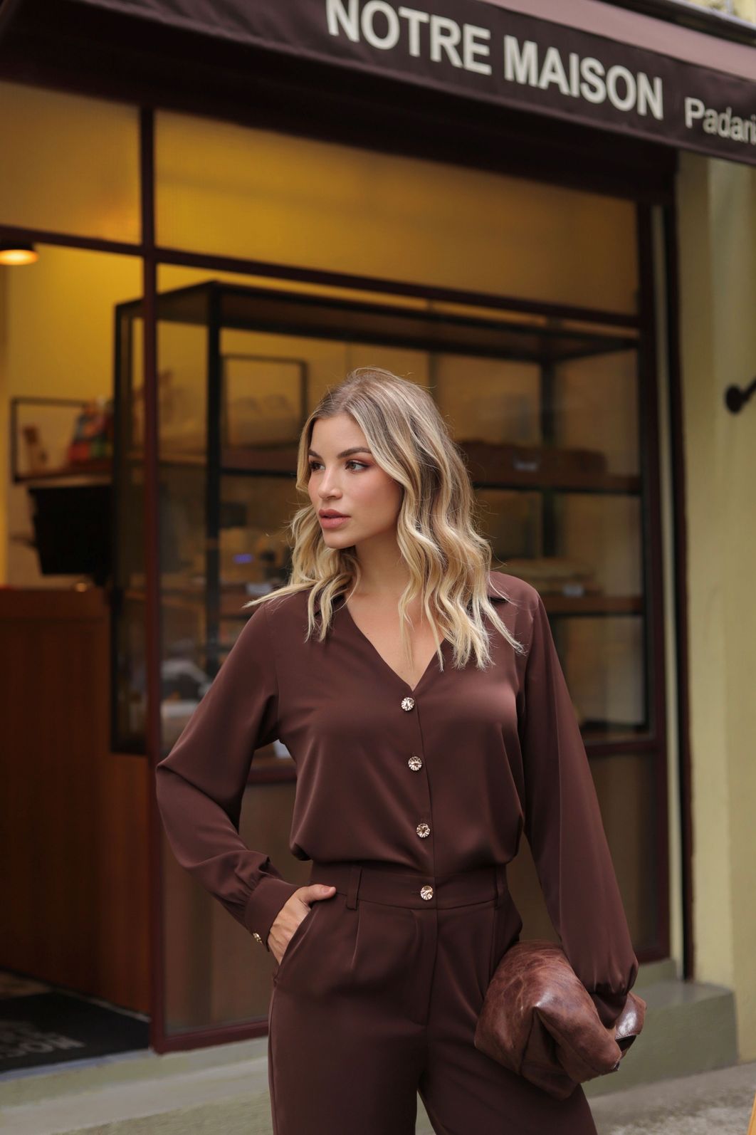 Calça Reta Pregas - Doce Flor