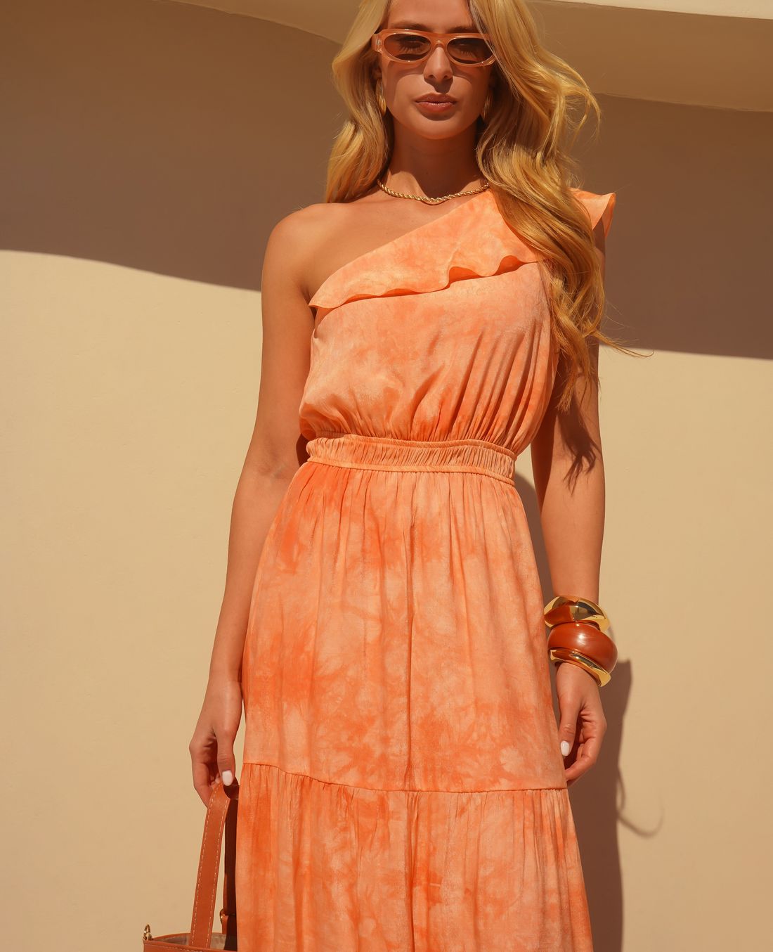 Vestido Longo Um Ombro Color Splash - Donna Ritz Vestido Longo Um Ombro Color Splash - Donna Ritz