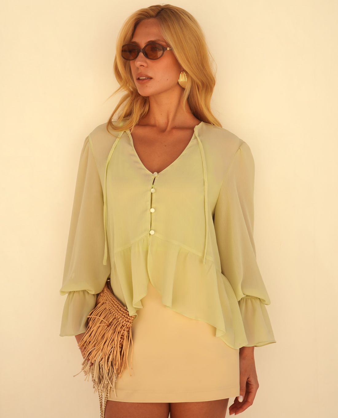 Blusa Yoryu Punho Amarração - Donna Ritz Blusa Yoryu Punho Amarração - Donna Ritz