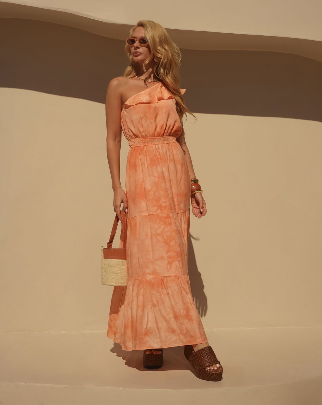 Vestido Longo Um Ombro Color Splash - Donna Ritz Vestido Longo Um Ombro Color Splash - Donna Ritz