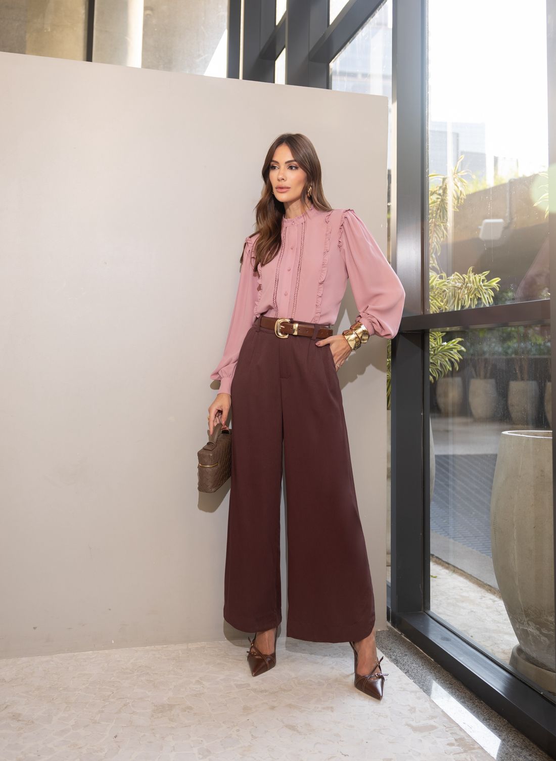 Camisa Crepe com Renda e Babados - Milalai Camisa Crepe com Renda e Babados - Milalai