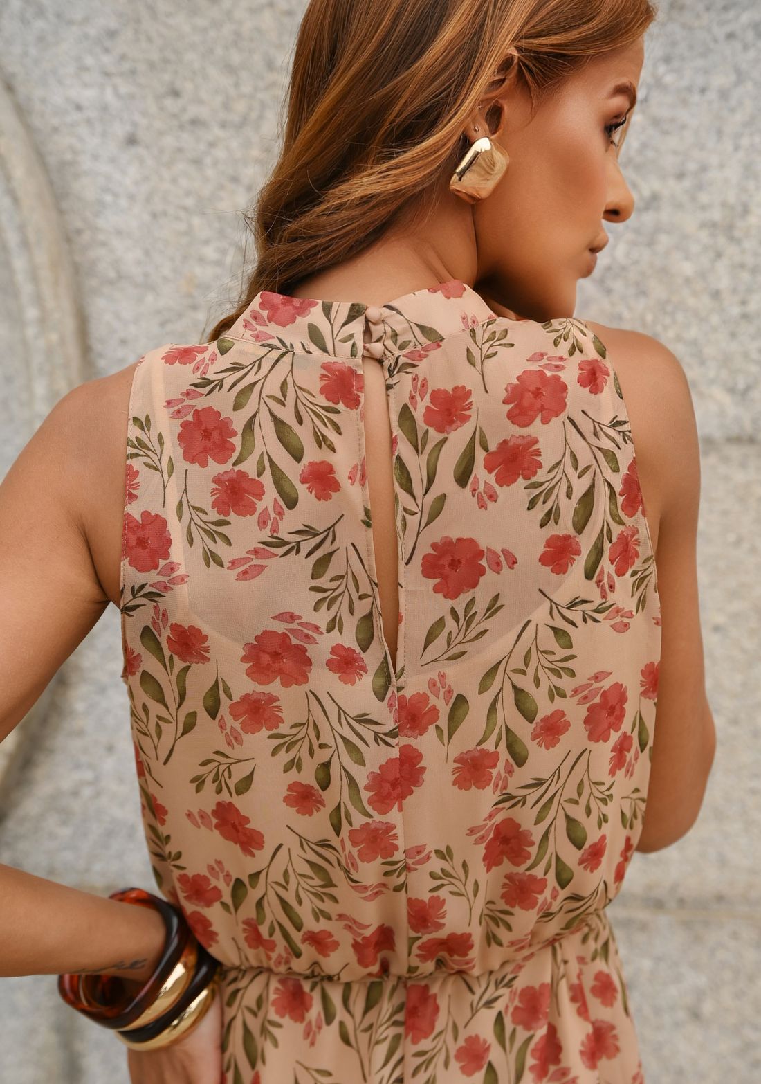 Vestido Floral Com Gola Degagê - Doce Flor Vestido Floral Com Gola Degagê - Doce Flor