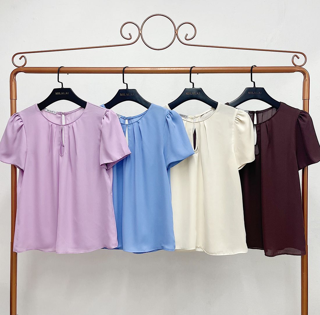 Blusa Crepe Decote Gota Pregas - Milalai Blusa Crepe Decote Gota Pregas - Milalai