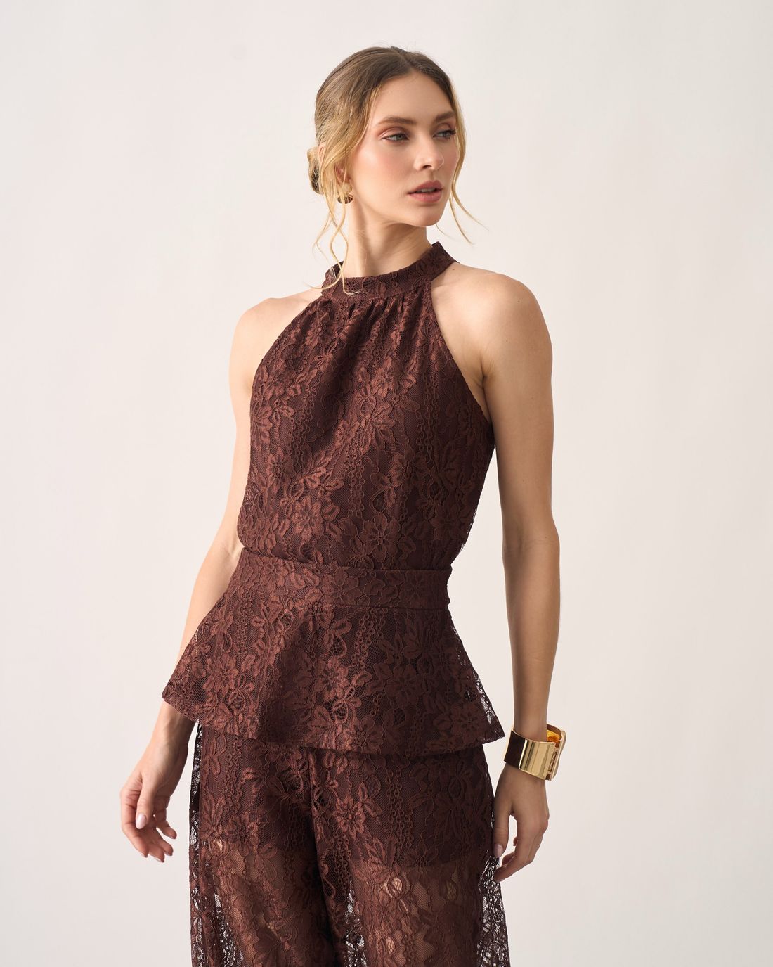 Regata Renda Halter Peplum - Milalai Regata Renda Halter Peplum - Milalai