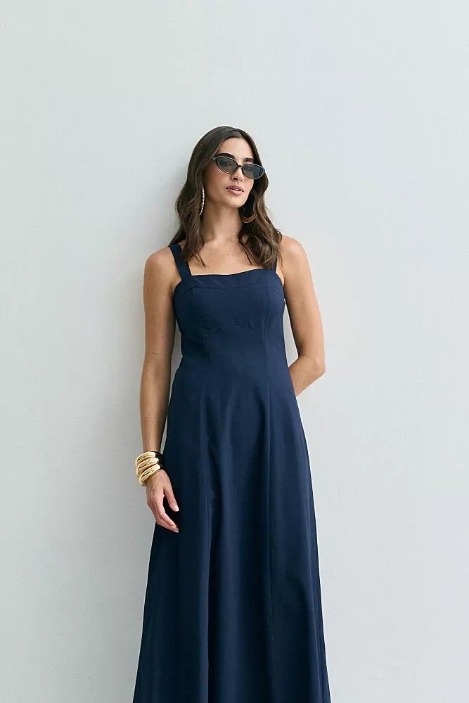 Vestido Viscose Longo Alça Larga Vestido Viscose Longo Alça Larga