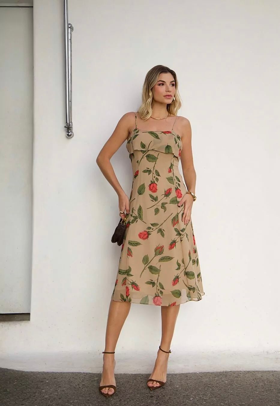 Vestido Midi Alça Floral - Doce Flor