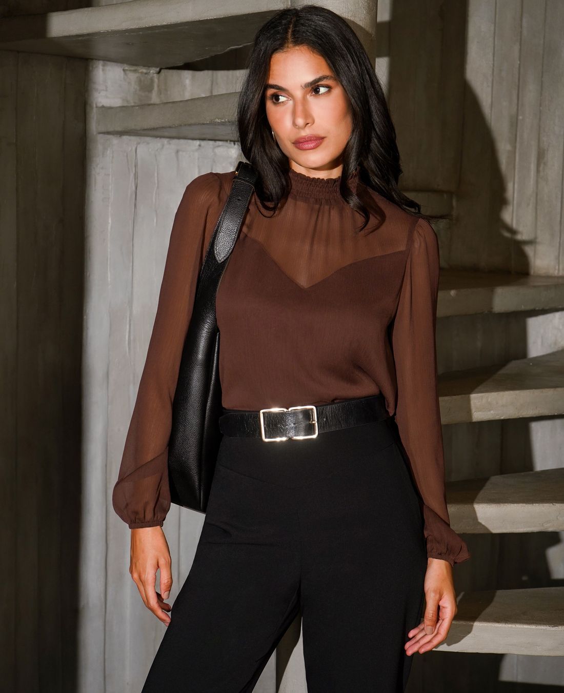 Blusa Yoryu Gola Lastex Manga Longa - Donna Ritz