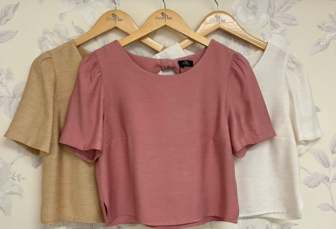 Blusa Manga Curta Laço Costas - Doce Flor Blusa Manga Curta Laço Costas - Doce Flor