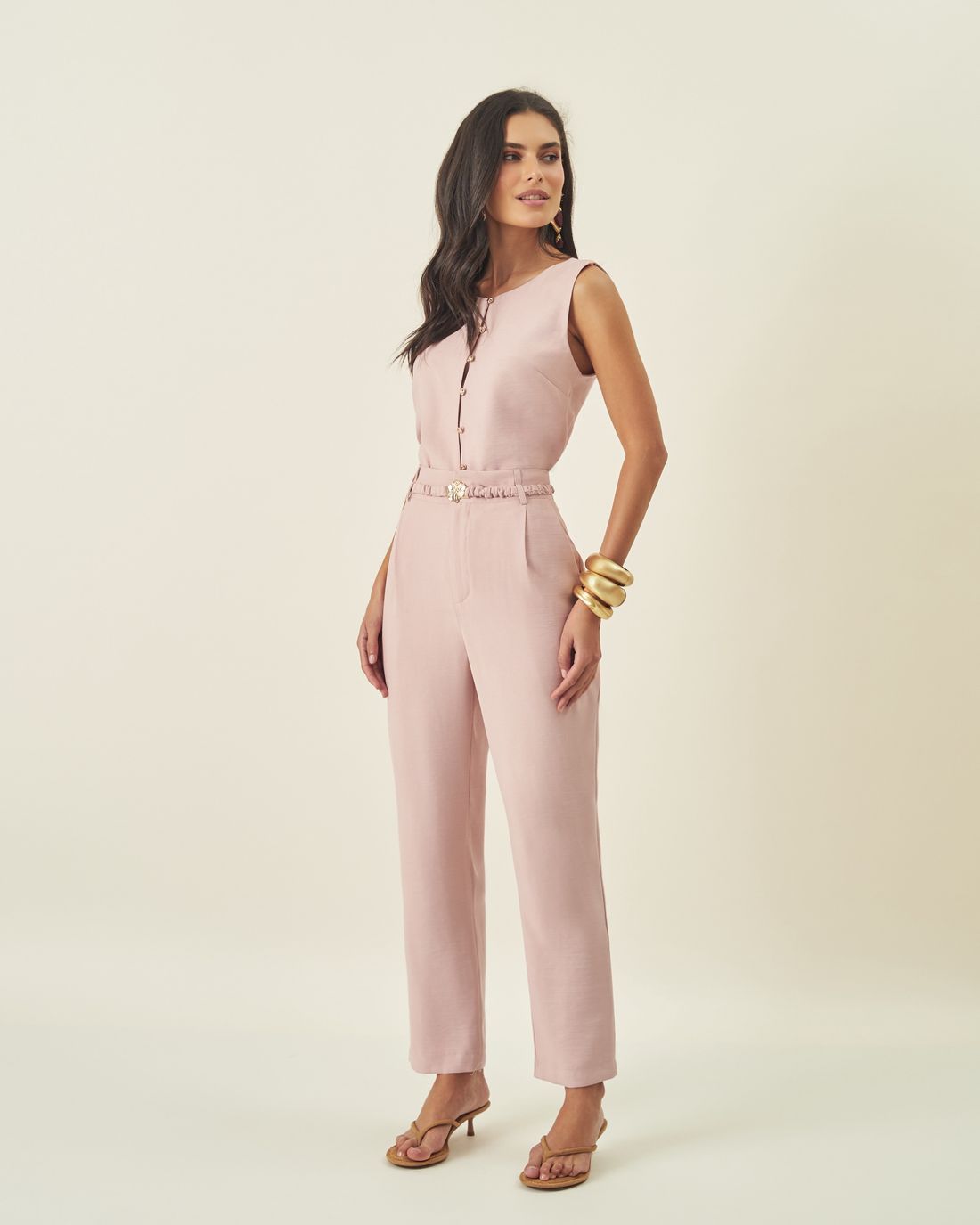 Calça Marrant Cinto Elástico Fivela - Milalai Calça Marrant Cinto Elástico Fivela - Milalai