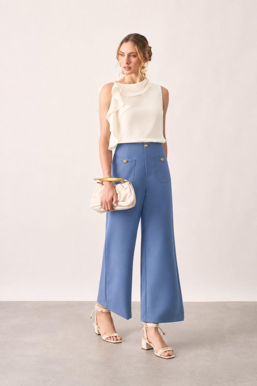 Blusa Crepe Gola Babados - Milalai Blusa Crepe Gola Babados - Milalai