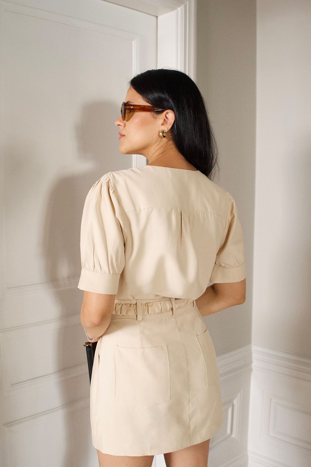 Saia Bolso Twill Cinto Fivela - Milalai Saia Bolso Twill Cinto Fivela - Milalai