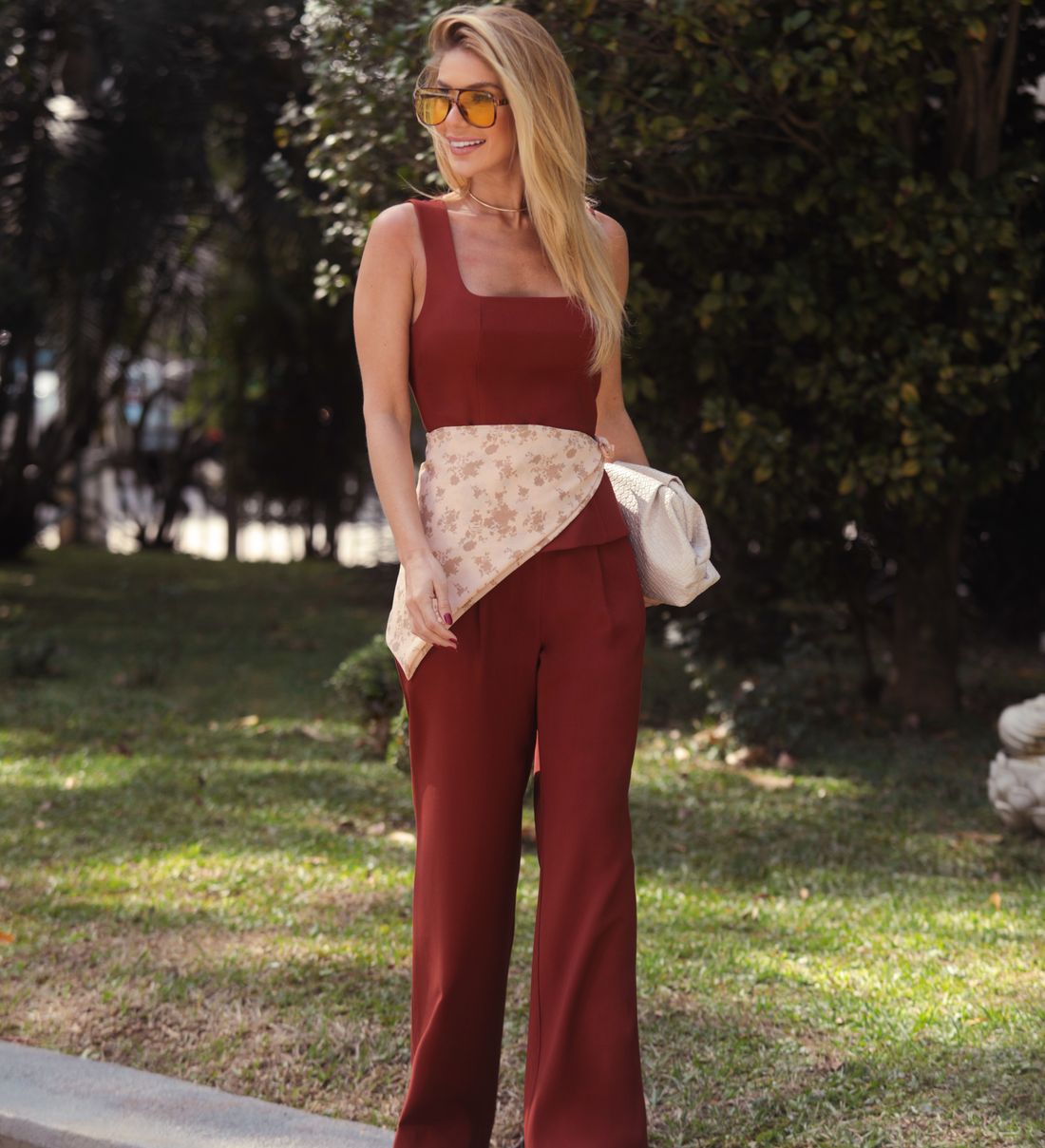 Calça Reta Twill Prega Dupla - Donna Ritz Calça Reta Twill Prega Dupla - Donna Ritz