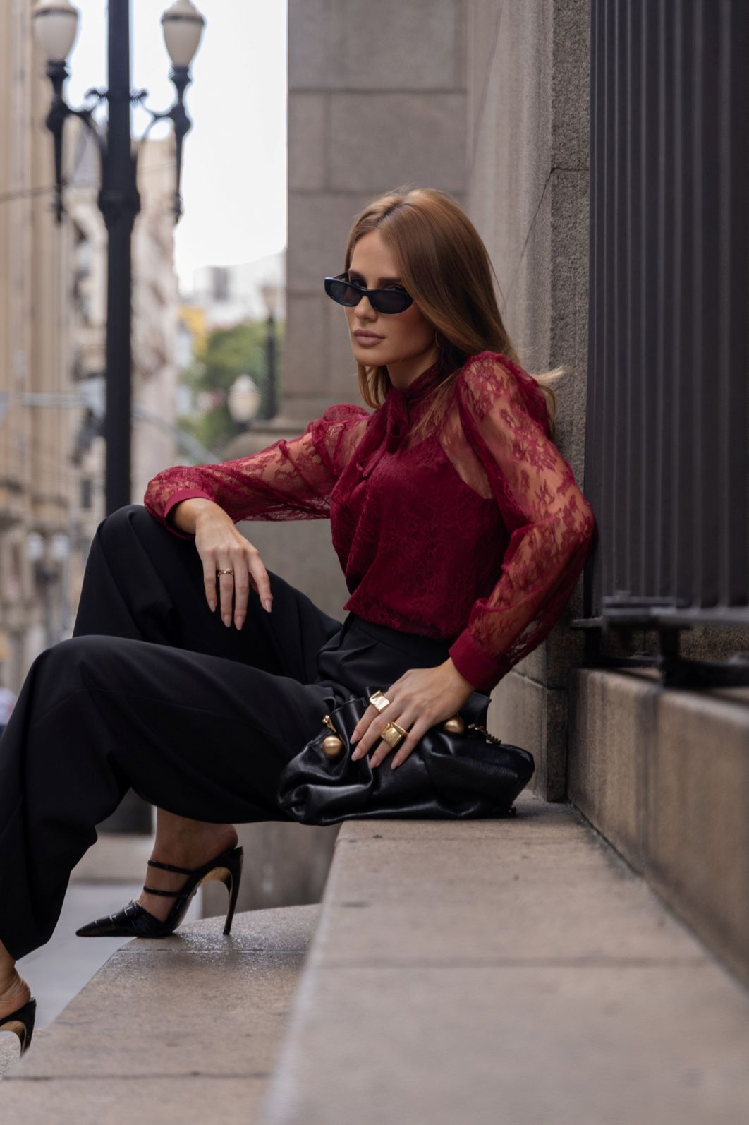 Blusa Manga Longa Gola Laço Renda - Doce Flor