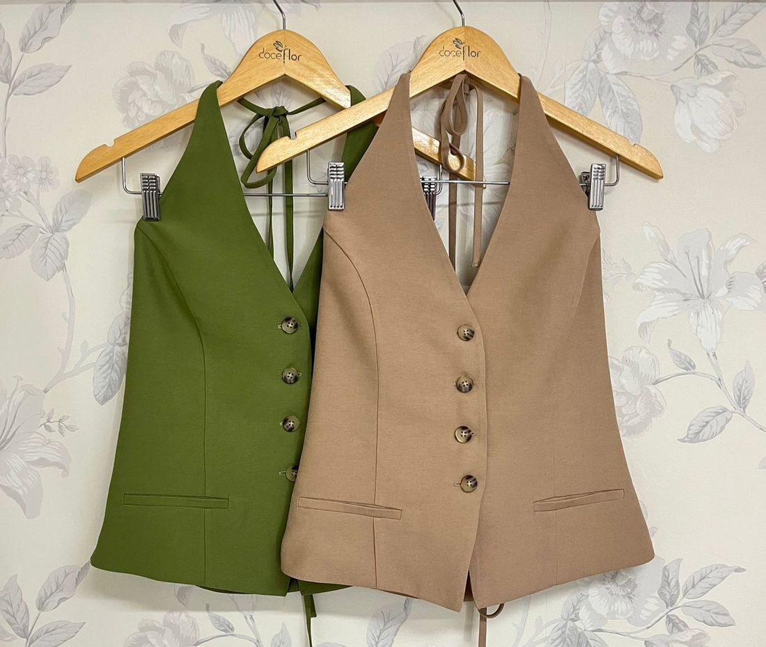 Colete Frente Ùnica Alfaiataria Mista - Doce Flor