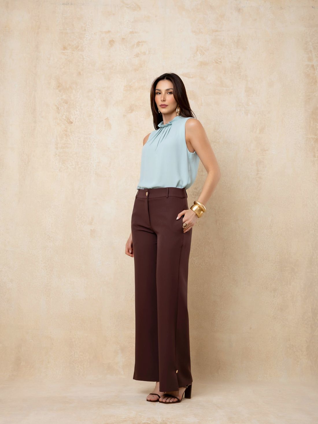 Calça Pantalona Barra Fenda - Doce Flor