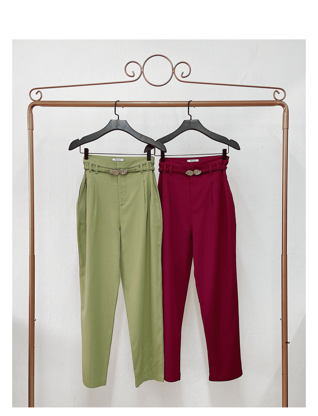 Calça Linho Misto com Cinto Fivela - Milalai Calça Linho Misto com Cinto Fivela - Milalai