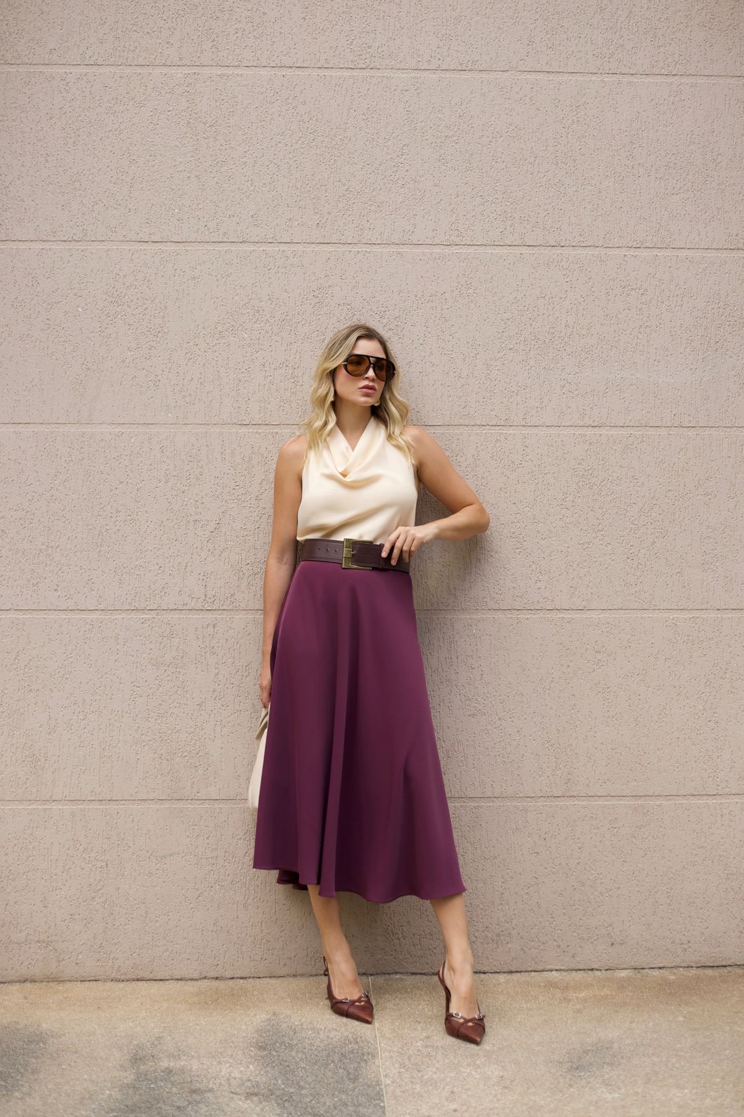 Regata Crepe Degagê Acetinada - Doce Flor