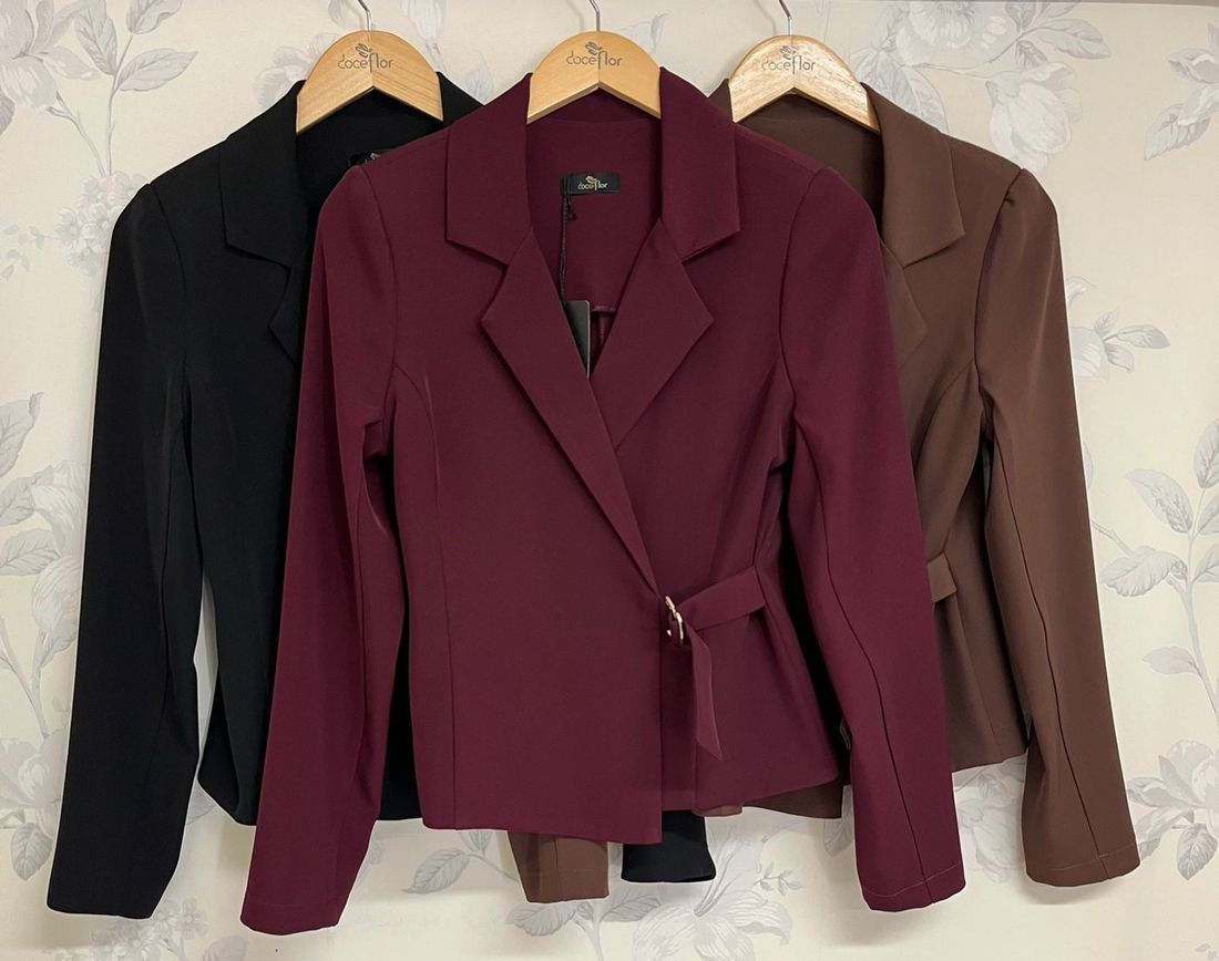 Blazer Transpassado Argola Dourado - Doce Flor