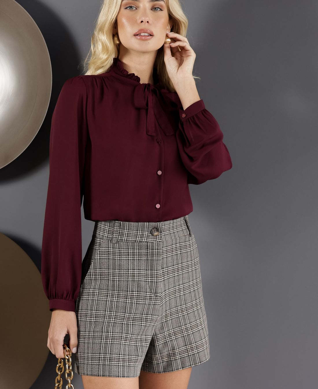 Camisa Social Feminina Gola Laço - Doce Flor Camisa Social Feminina Gola Laço - Doce Flor