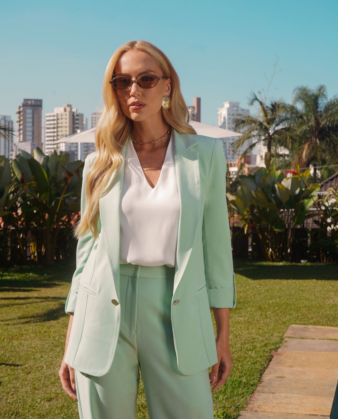 Calça Wide Leg Recorte -Donna Ritz Calça Wide Leg Recorte -Donna Ritz