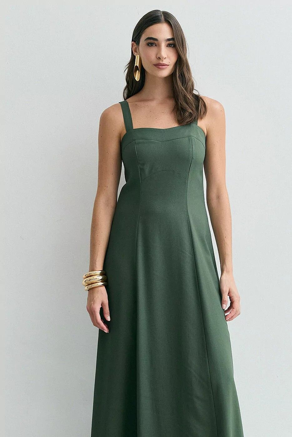 Vestido Viscose Longo Alça Larga Vestido Viscose Longo Alça Larga