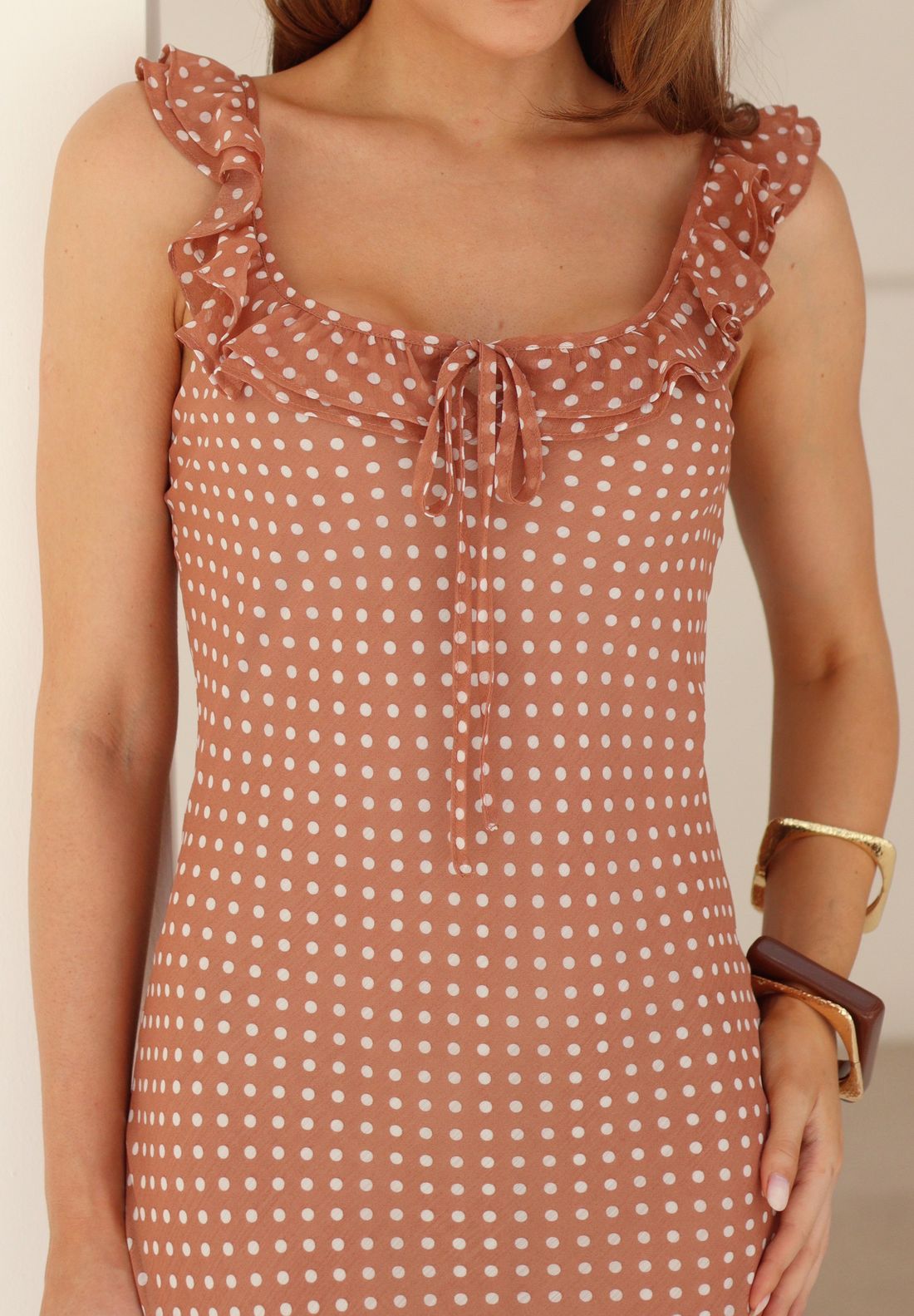 Vestido Midi De Poás Com Babados - Doce Flor