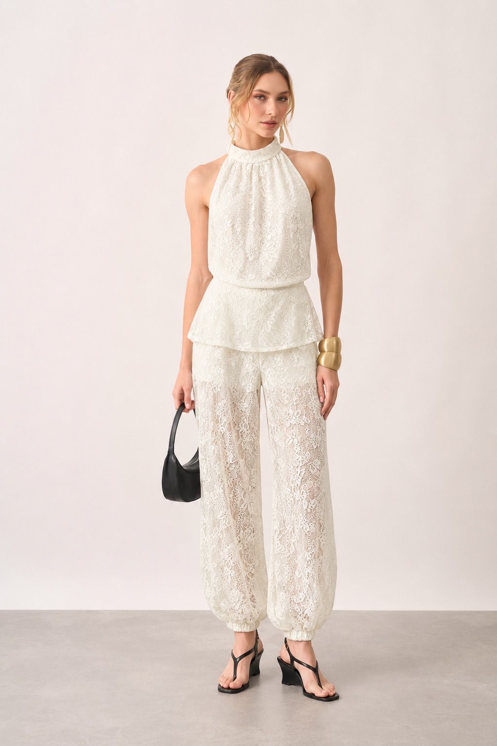 Regata Renda Halter Peplum - Milalai Regata Renda Halter Peplum - Milalai