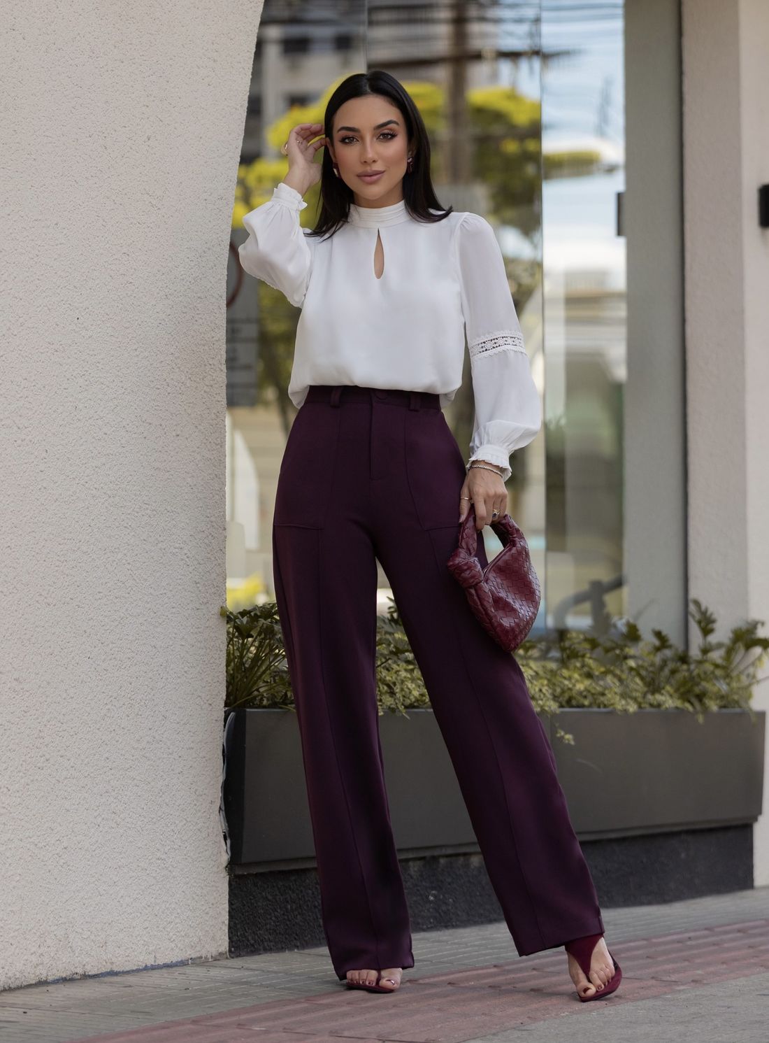 Blusa Crepe Manga Longa Com Entremeio - Milalai Blusa Crepe Manga Longa Com Entremeio - Milalai