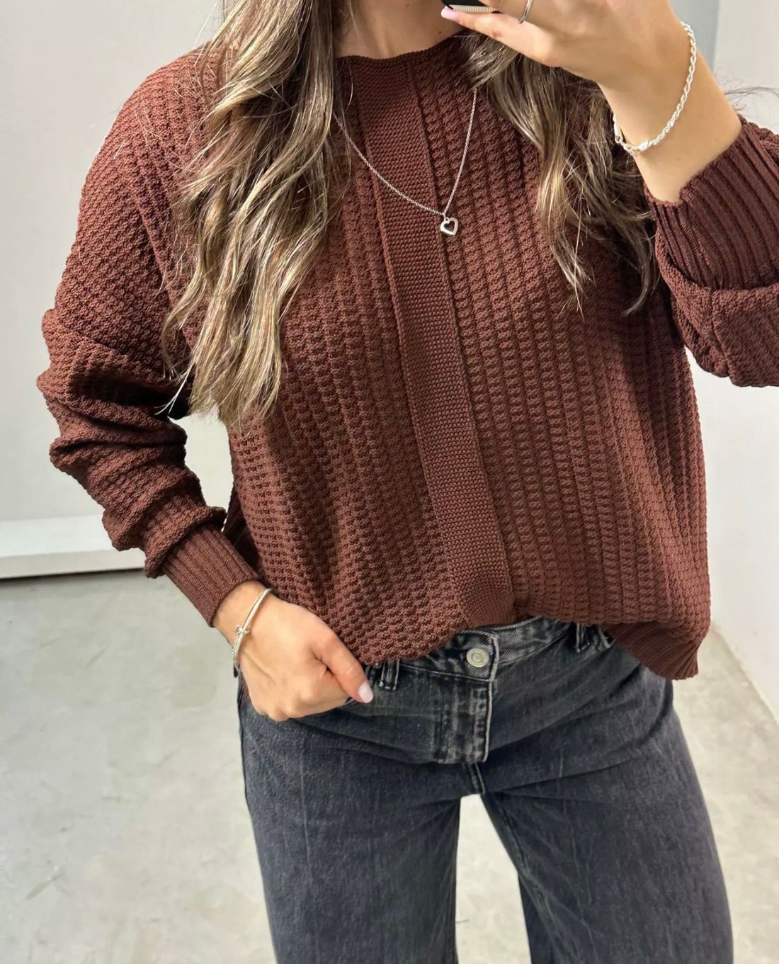 Blusa Tricot Trama Marrom Blusa Tricot Trama Marrom