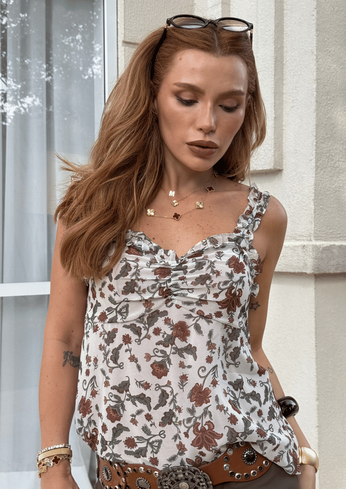 Regata Alça Franzido Floral Print - Donna Ritz Regata Alça Franzido Floral Print - Donna Ritz