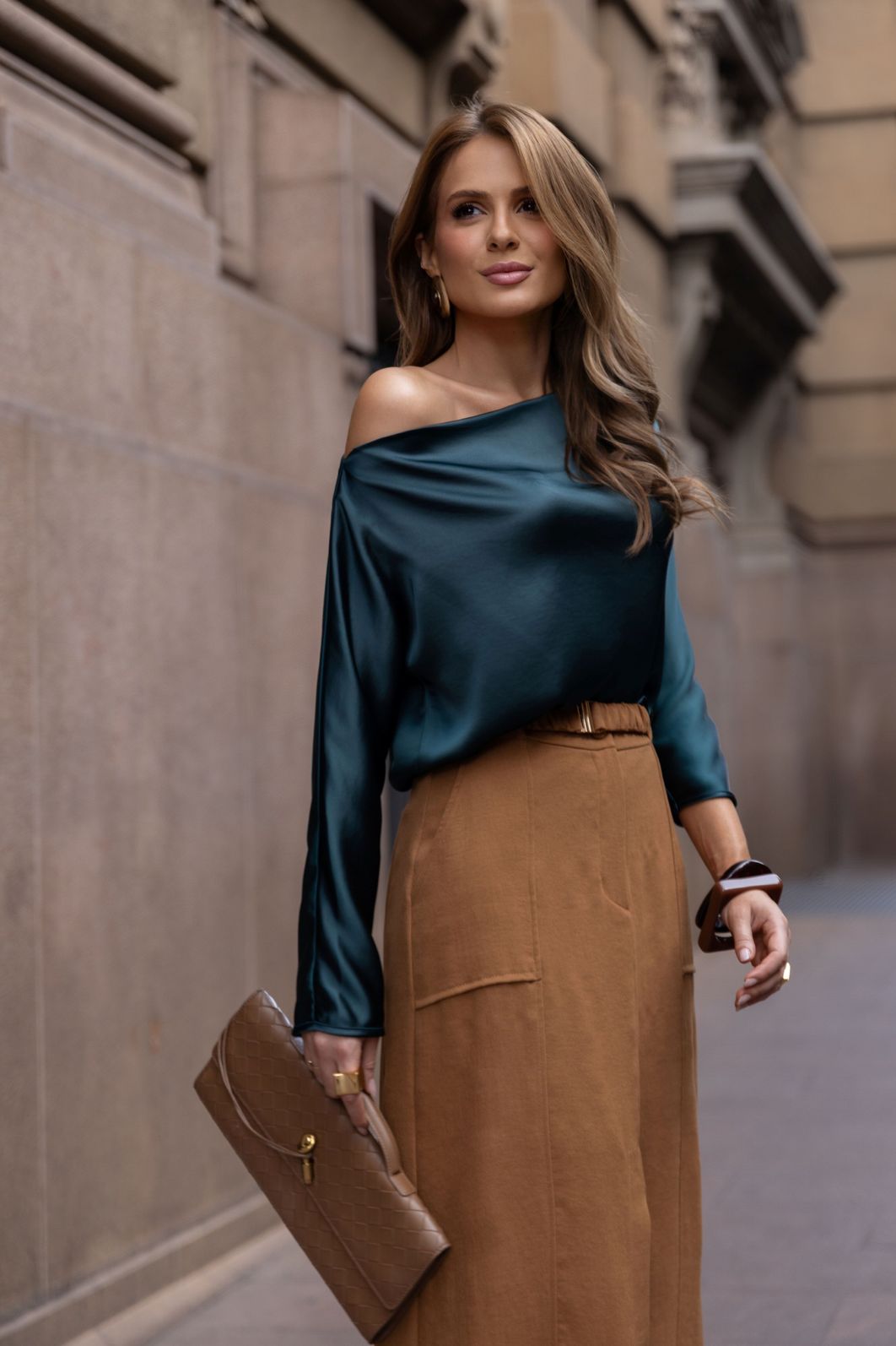 Saia Midi Fenda Viscose Mista - Doce Flor