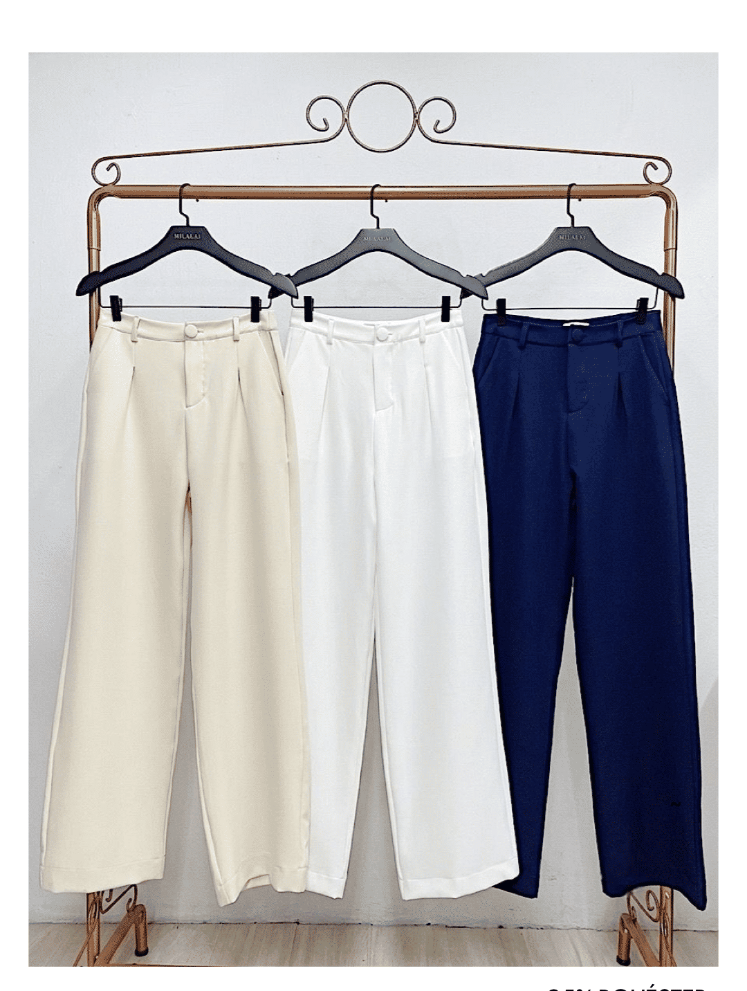 Calça Feminina Alfaiataria Reta com Botão Forrado - Milalai Calça Feminina Alfaiataria Reta com Botão Forrado - Milalai