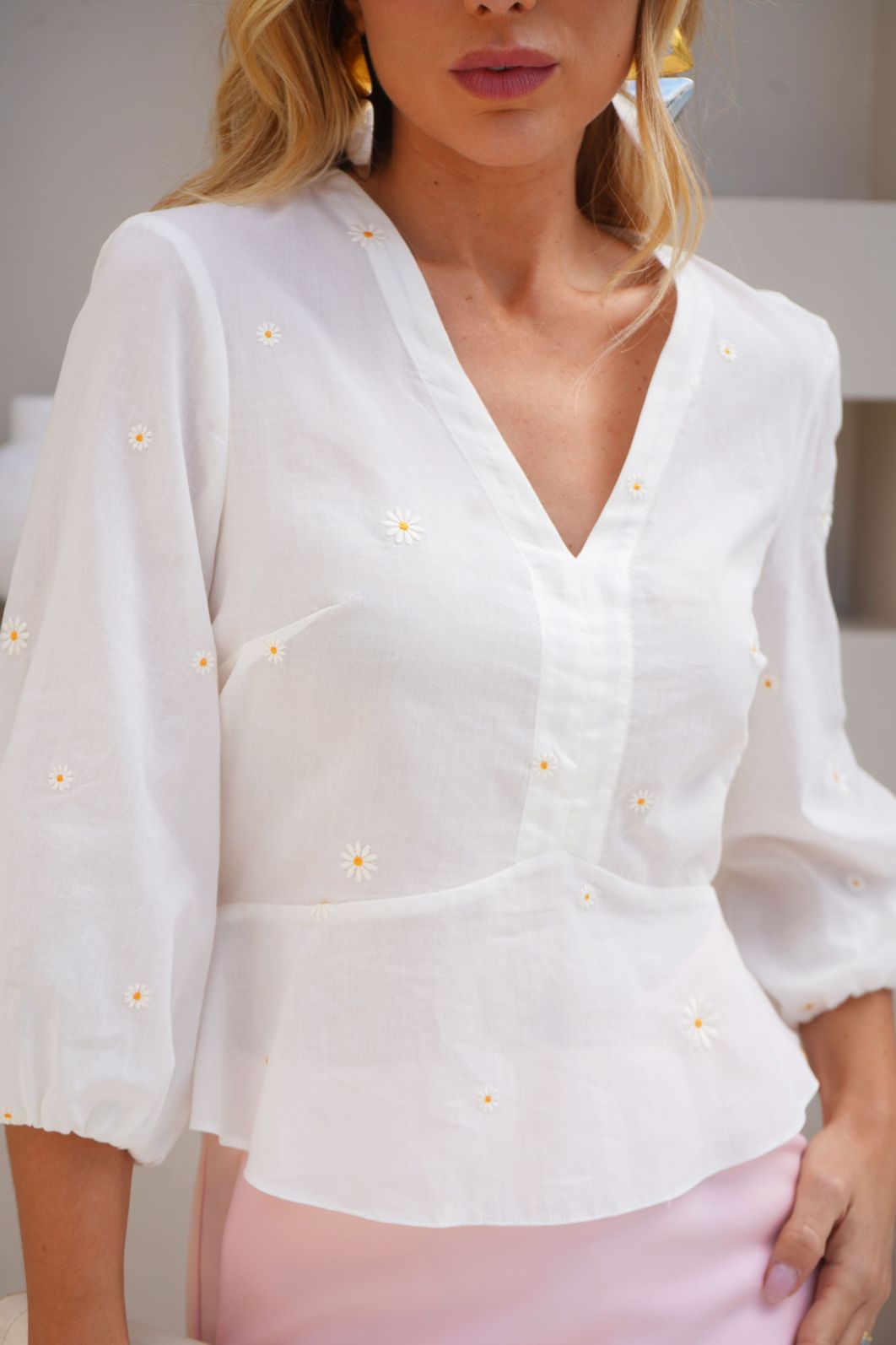 Blusa Manga Balone Cotton - Donna Ritz Blusa Manga Balone Cotton - Donna Ritz