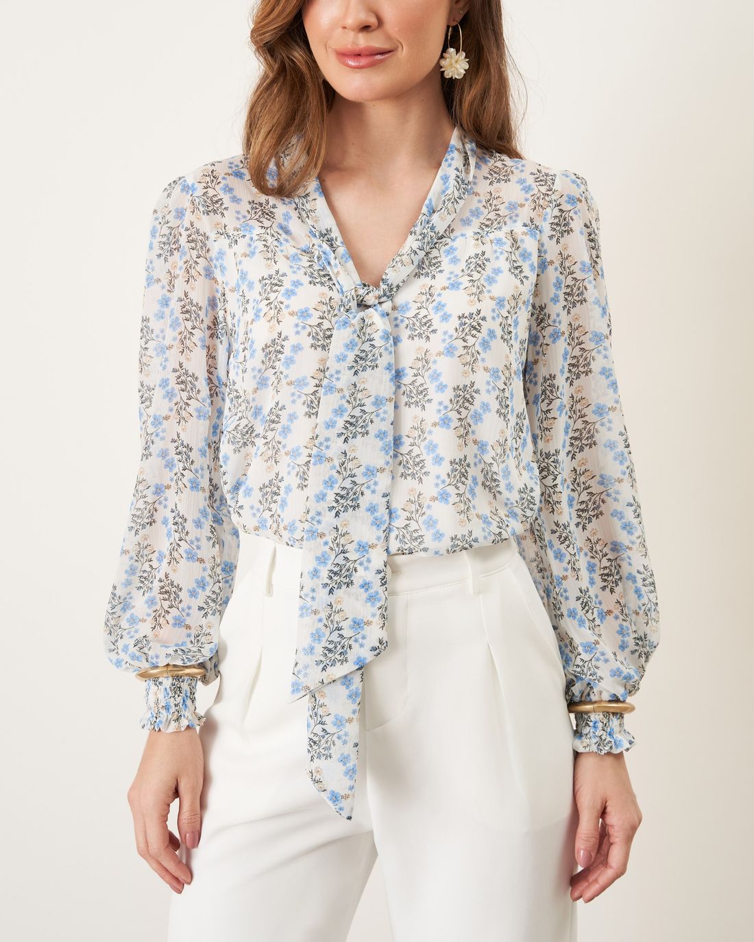 Blusa Estampada Floral Com Laço - Milalai Blusa Estampada Floral Com Laço - Milalai