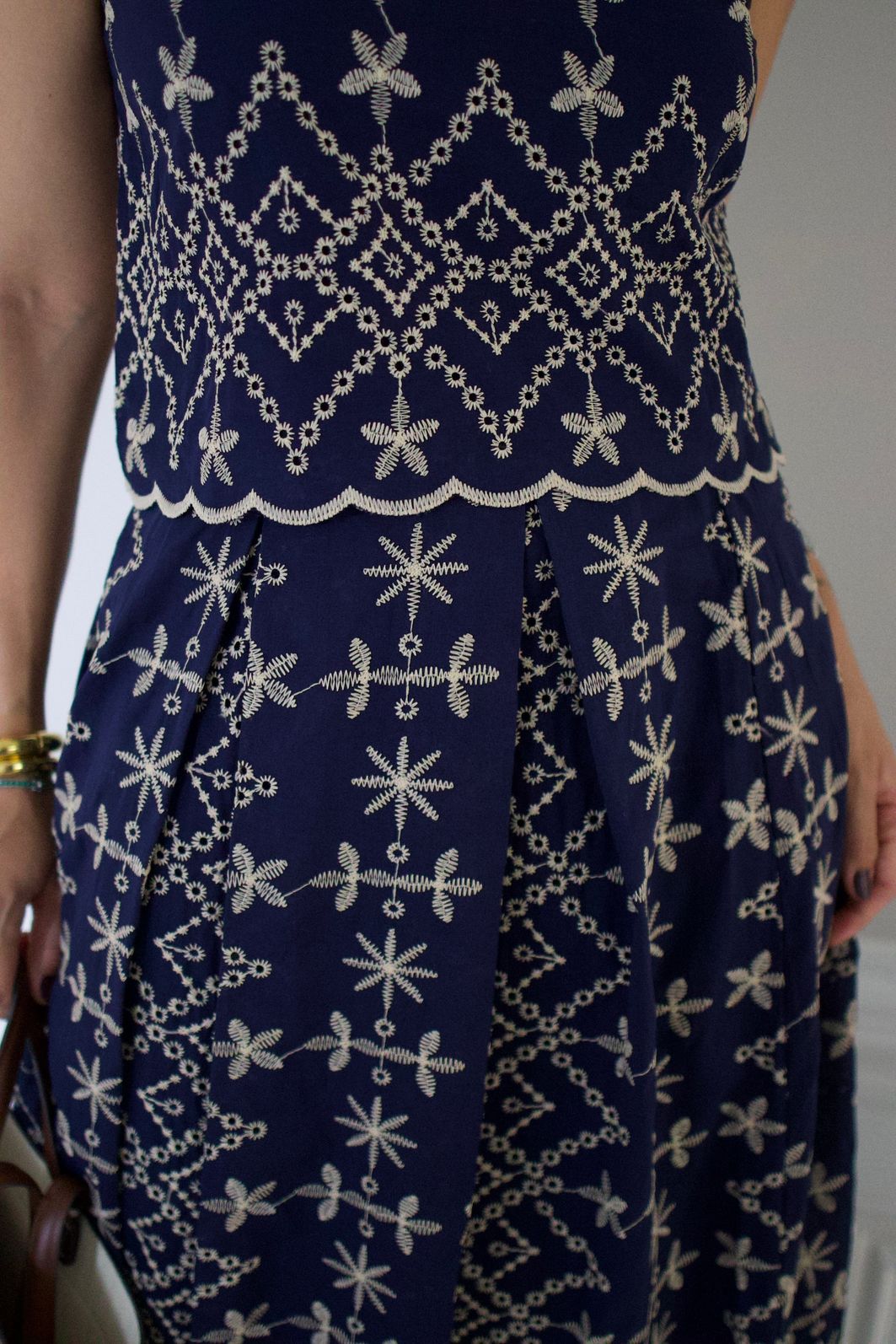 Saia Midi em Algodão Bordado-Milalai Saia Midi em Algodão Bordado-Milalai