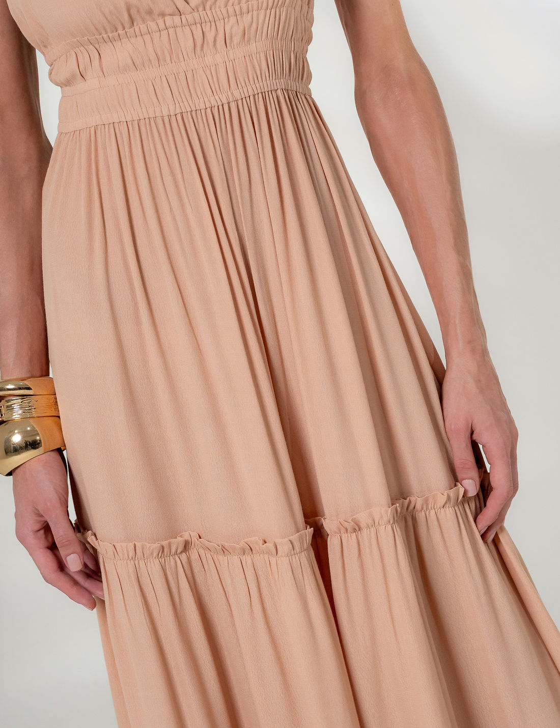 Vestido Longo Viscose Franzido - Unique Chic Vestido Longo Viscose Franzido - Unique Chic