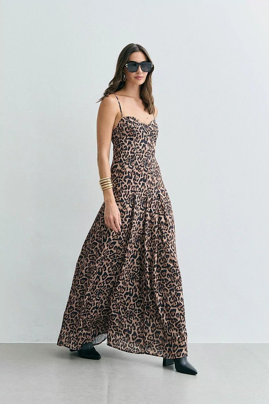 Vestido Longo Estampa Onça Vestido Longo Estampa Onça