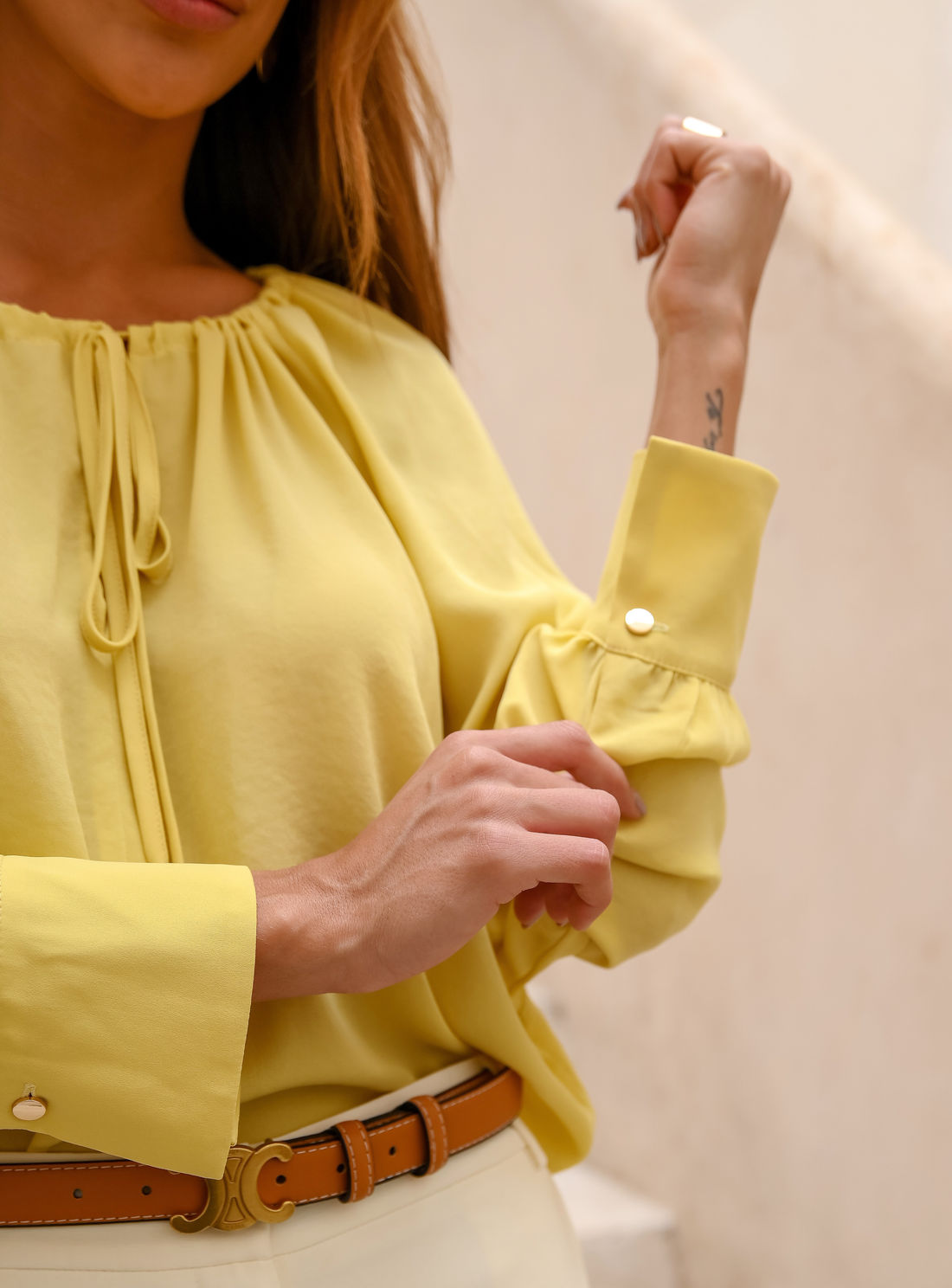 Bata Crepe Amarração Manga Longa - Doce Flor