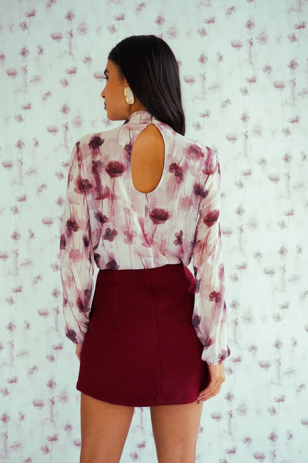 Blusa Gola Laço Estampa Floral Exclusiva - Donna Ritz