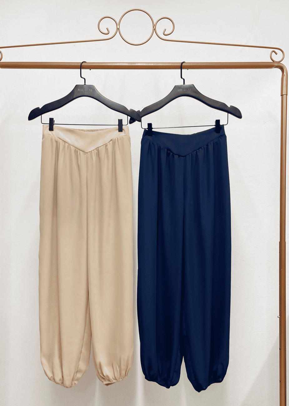 Calça Crepe Aladim Com Elástico Barra - Milalai Calça Crepe Aladim Com Elástico Barra - Milalai