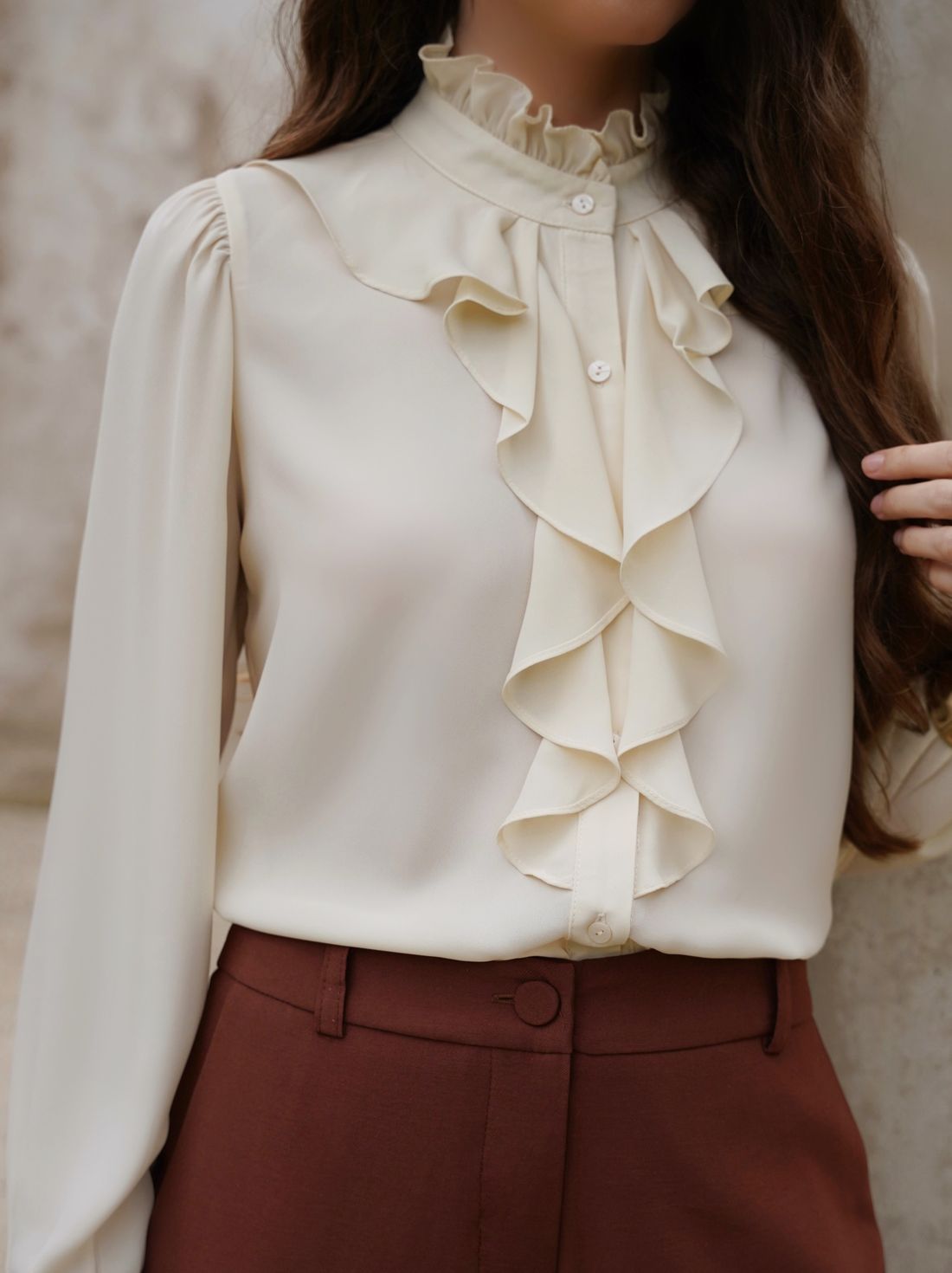 Camisa Crepe Com Jabots - Doce Flor