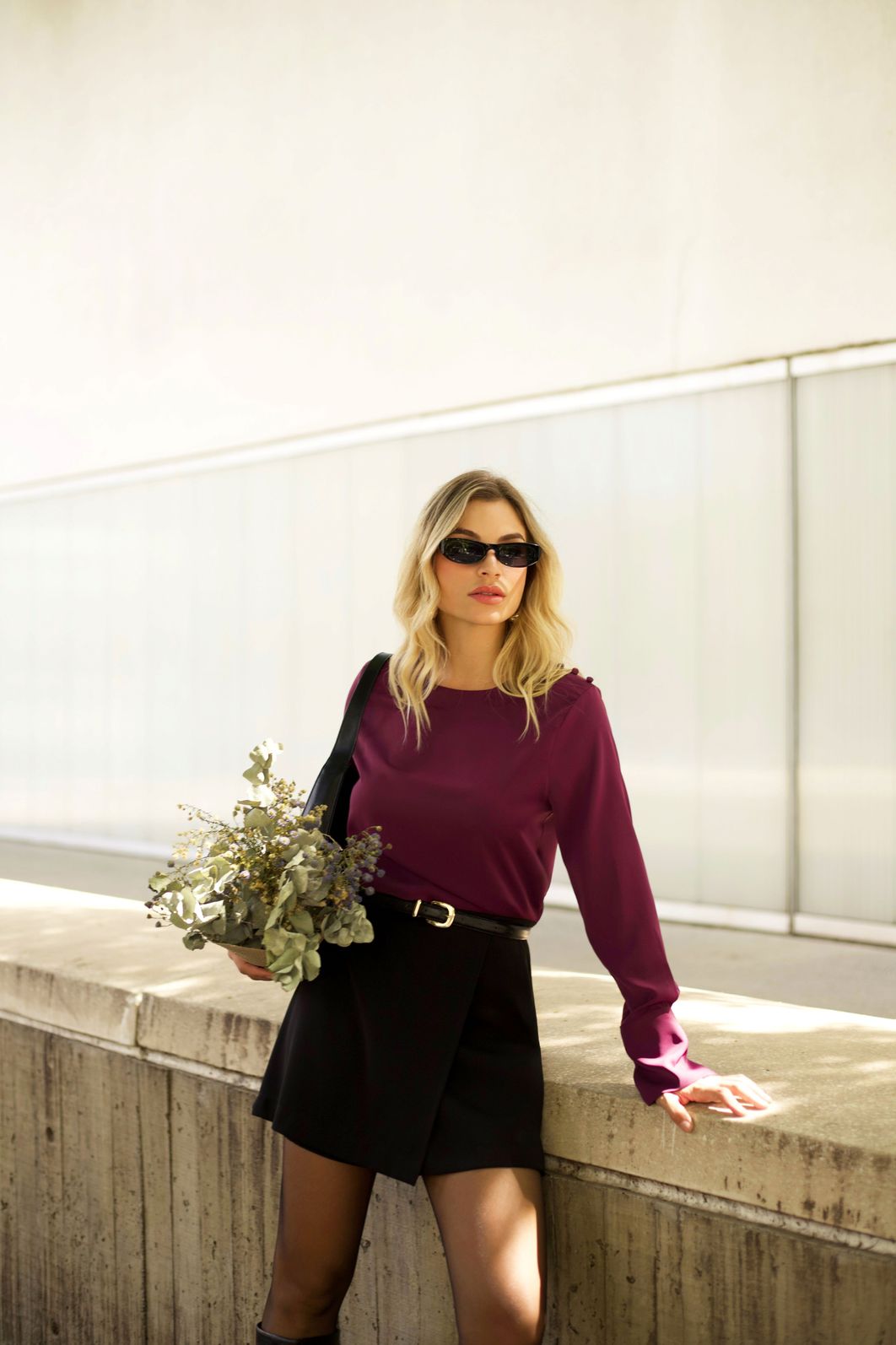 Blusa Manga Longa Acetinada Botões - Doce Flor