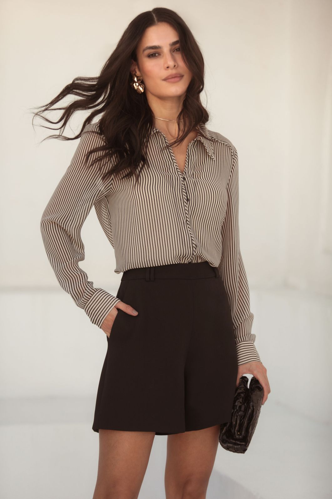 Camisa Chiffon Listras - Donna Ritz Camisa Chiffon Listras - Donna Ritz