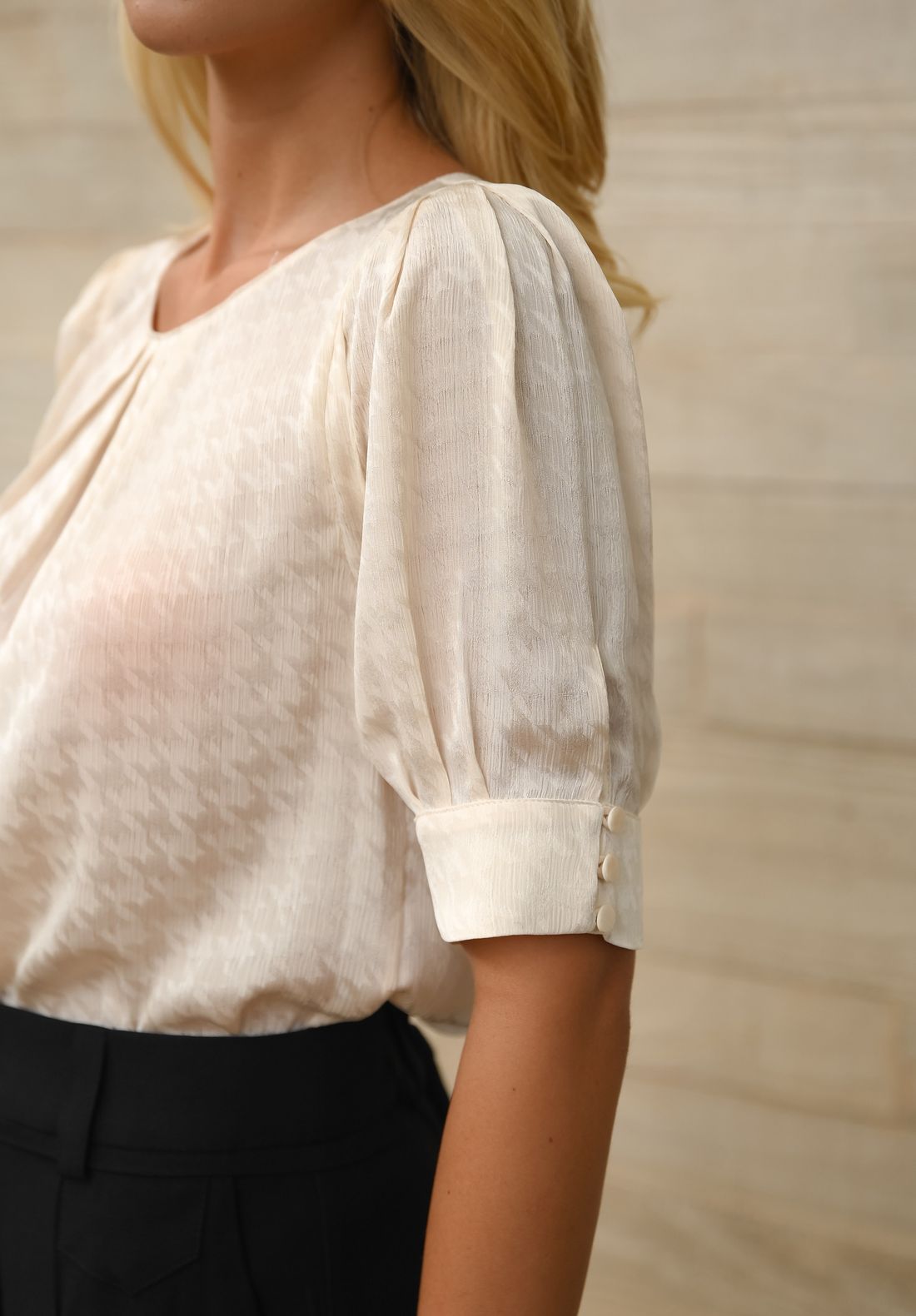 Blusa Com Pregas Pied Poule - Doce Flor