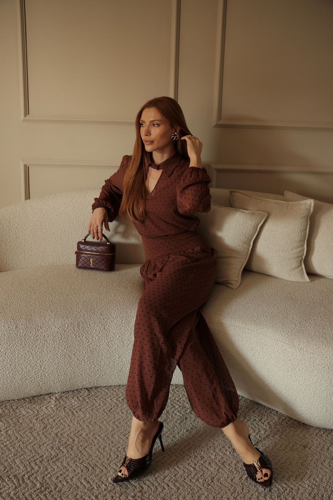 Calça Harem Yoryu Poá Flocado - Donna Ritz