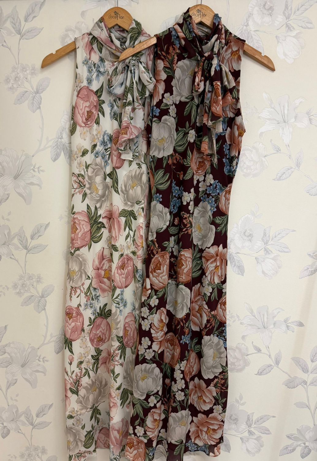 Vestido Estampa Floral Gola Laço - Doce Flor