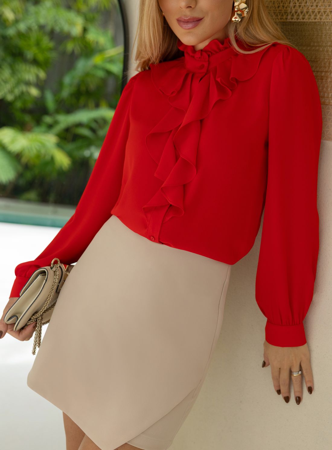 Camisa Crepe Com Jabots - Doce Flor