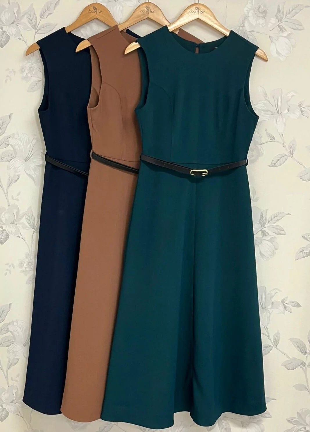 Vestido Midi Alfaiataria Twill Com Cinto - Doce Flor